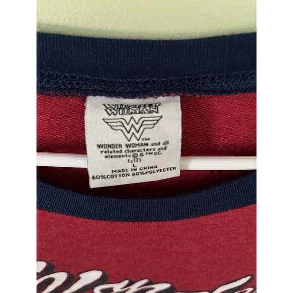 DC Comics Wonder Woman Womens Long Sleeve Pullover Sweatshirt Red/Blue Large - Picture 4 of 6